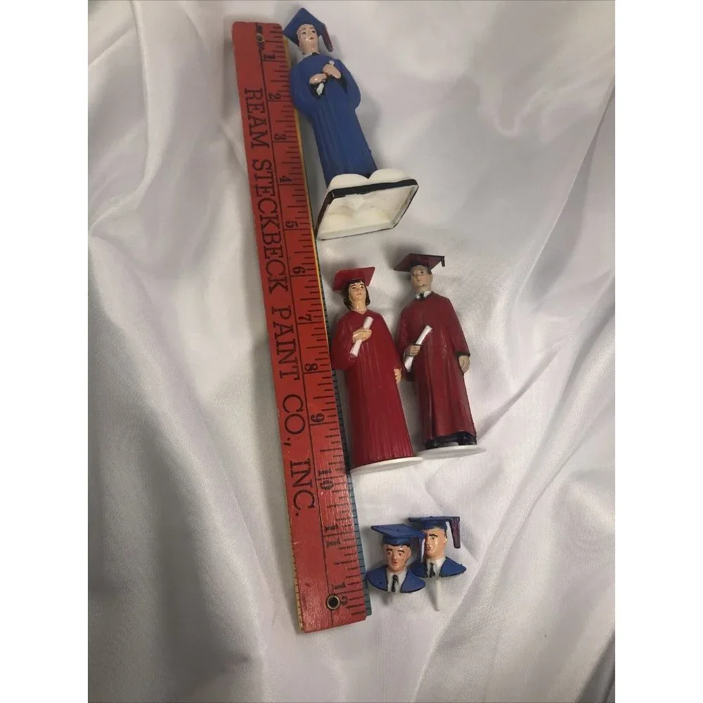 Vintage Graduation Cake Cupcake Toppers Highschool College Students Boy And Girl